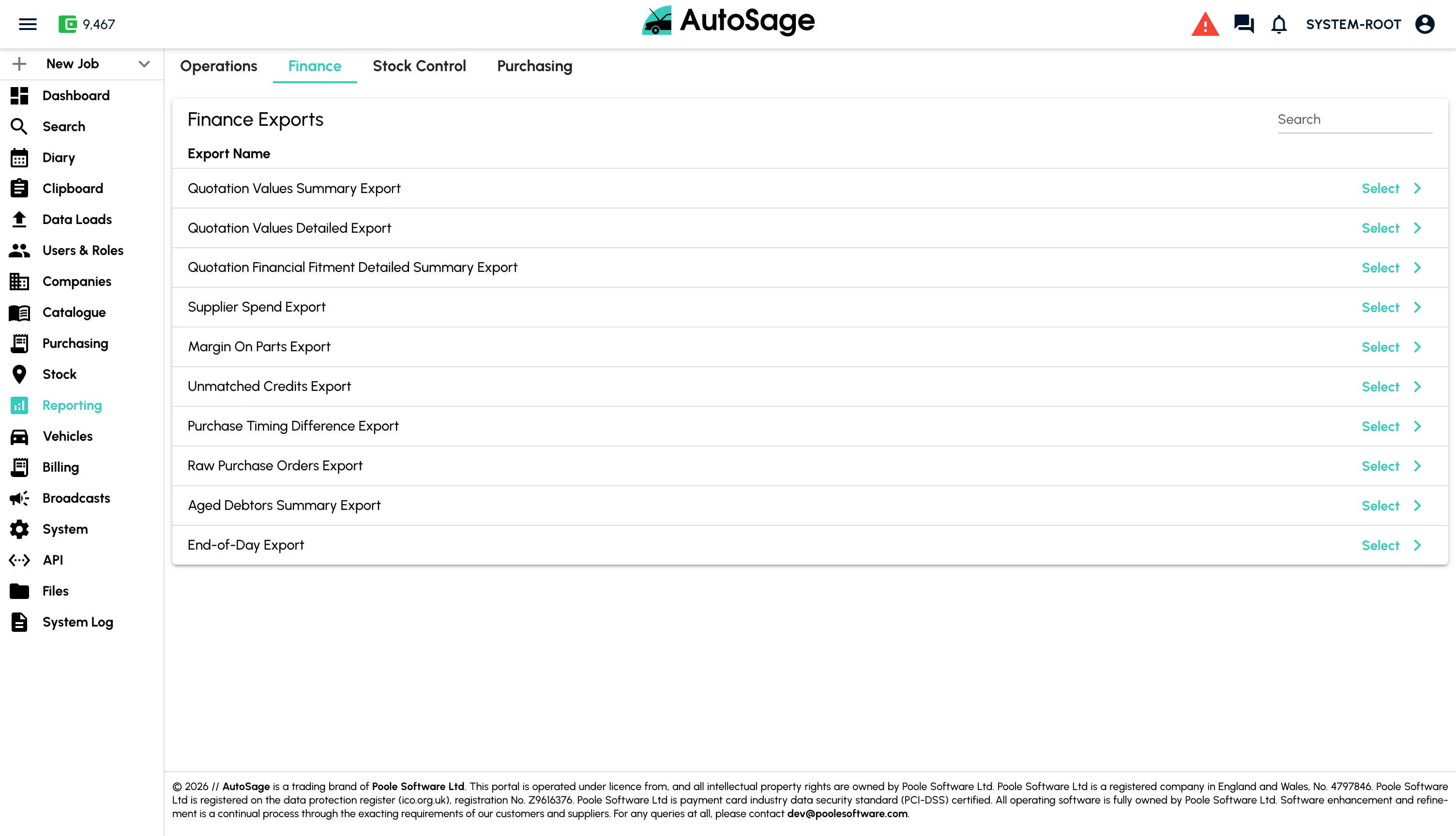 Garage management finance reports for quotations, margins and accounts