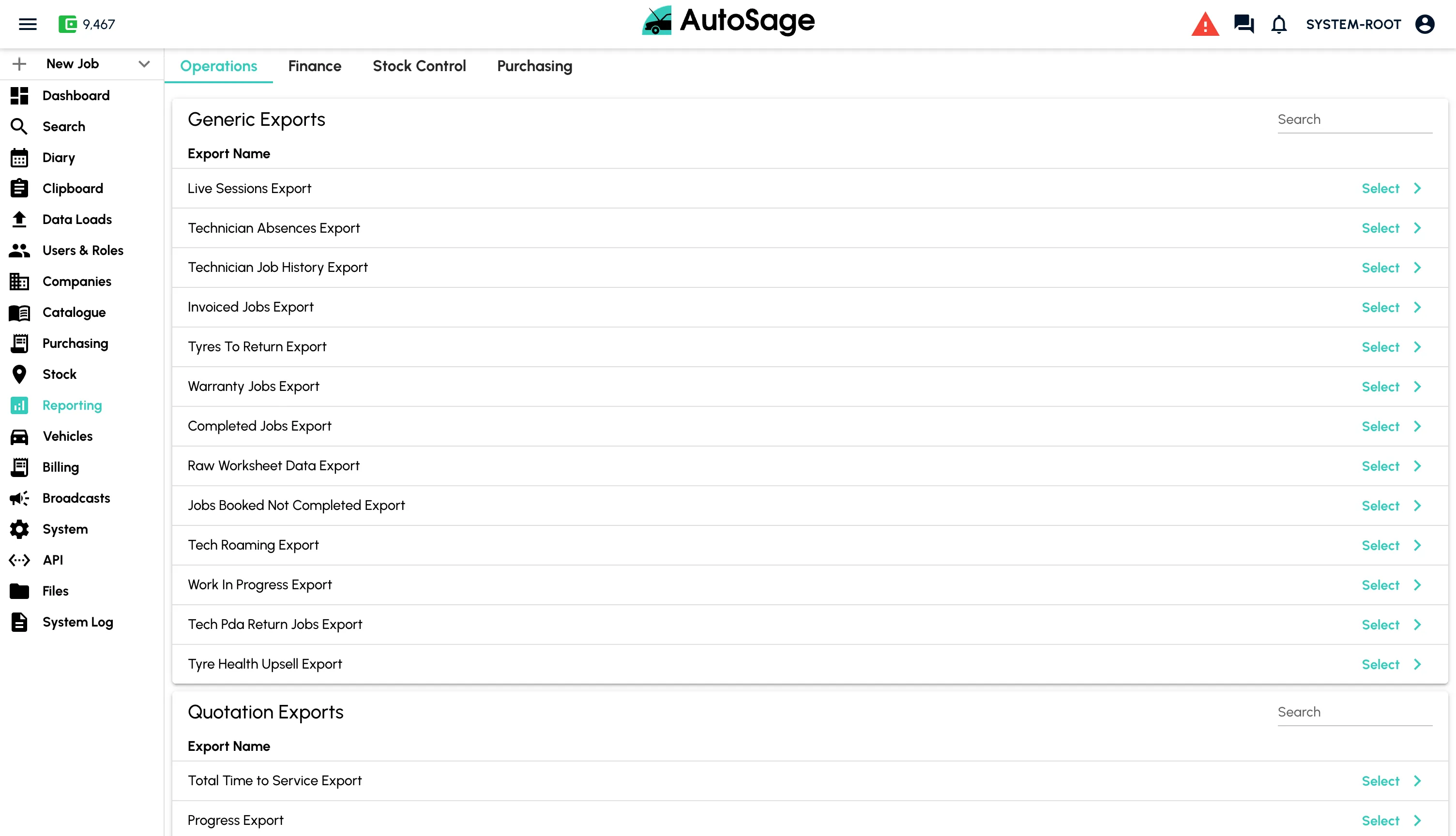 Garage management operations reports for jobs, technicians and workshop activity