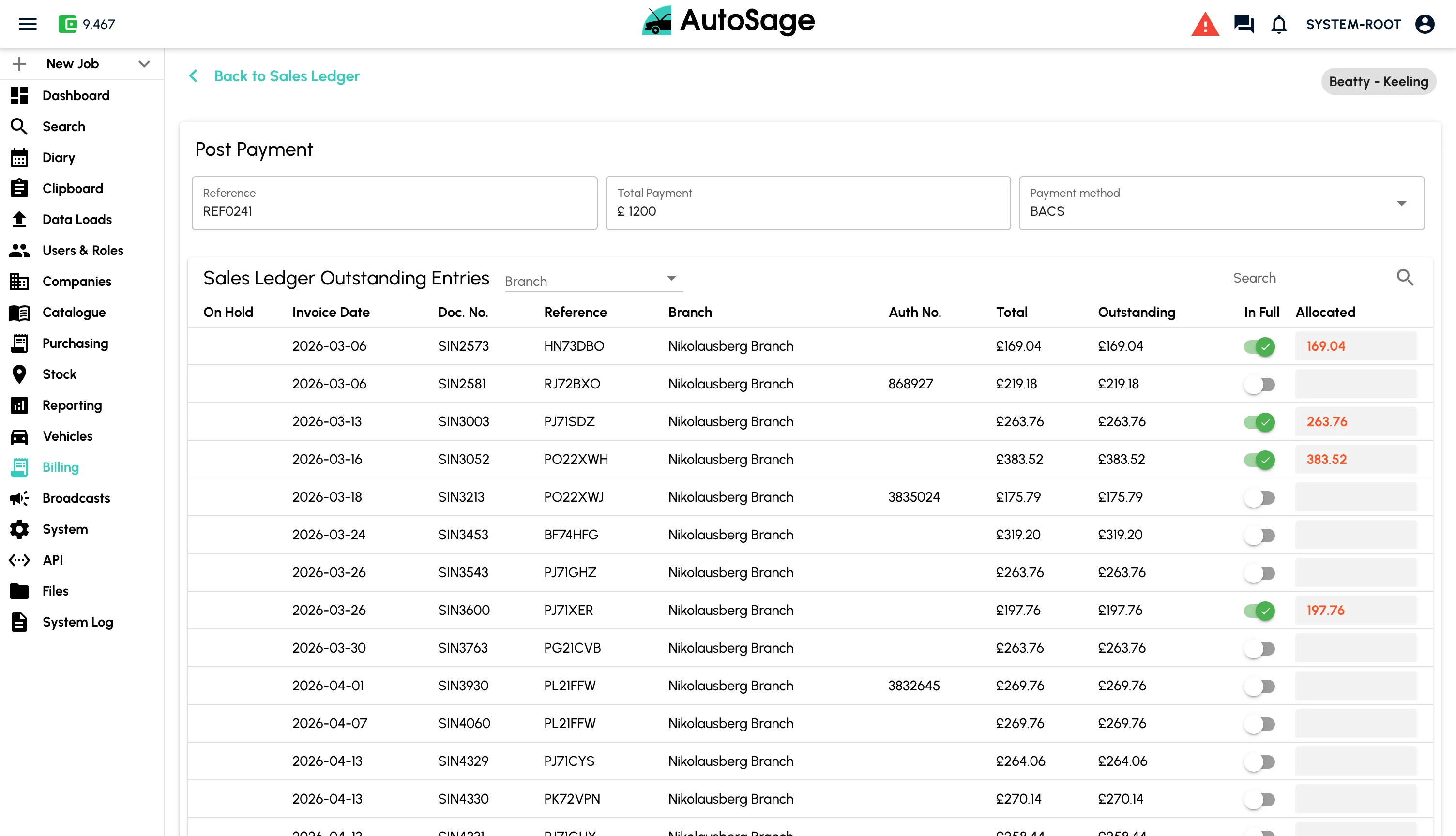 Garage invoicing software with payment links, billing and accounts management