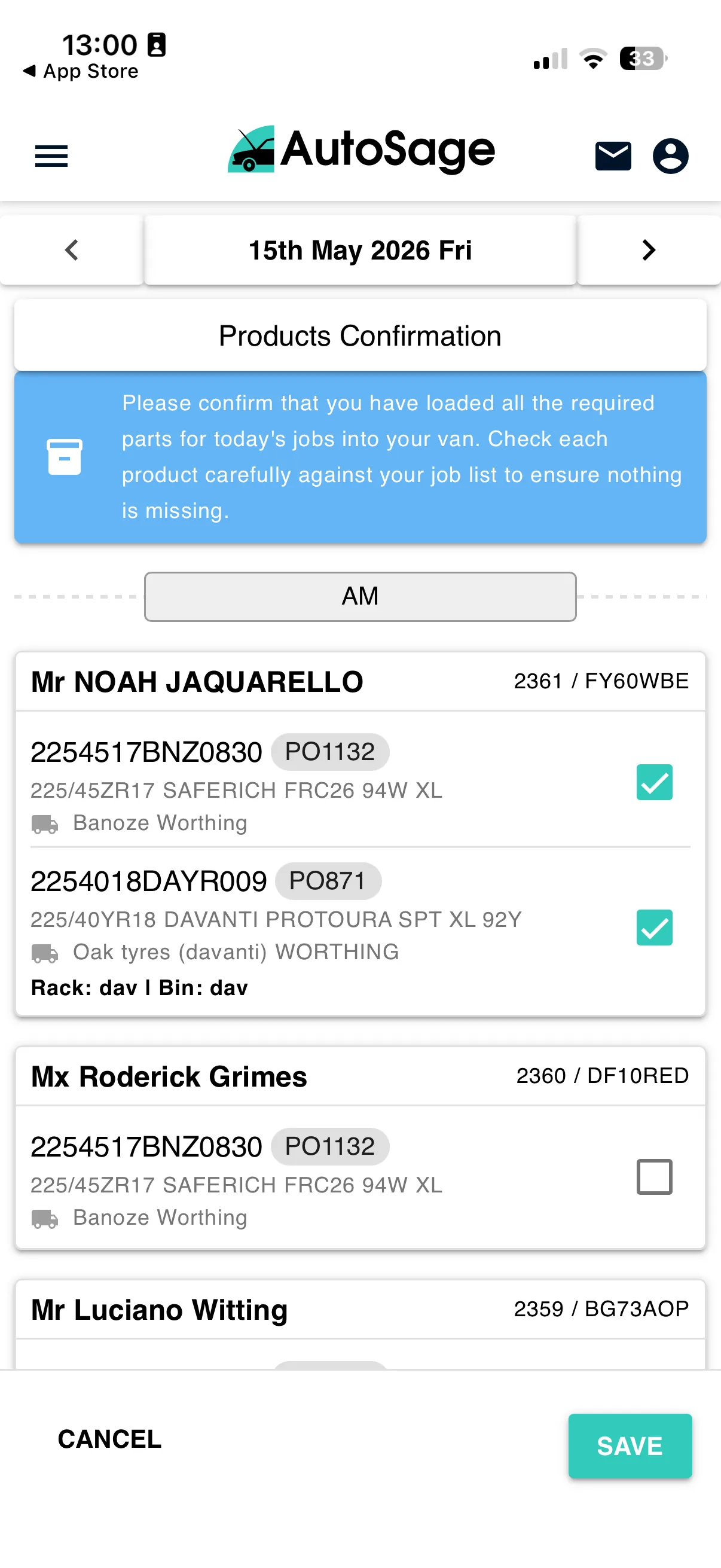 Technician mobile app job detail