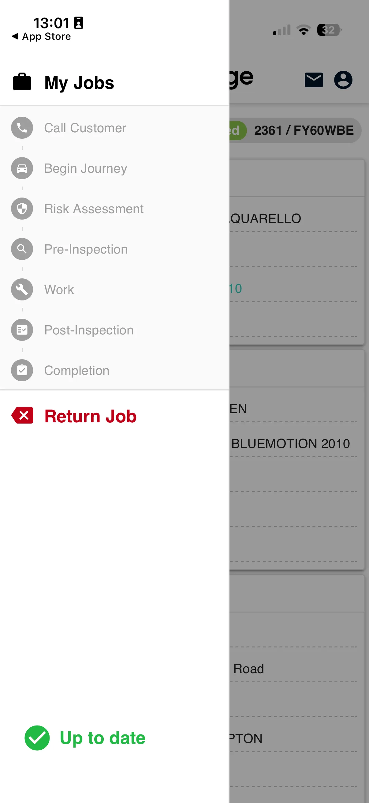 Technician mobile app completion screen