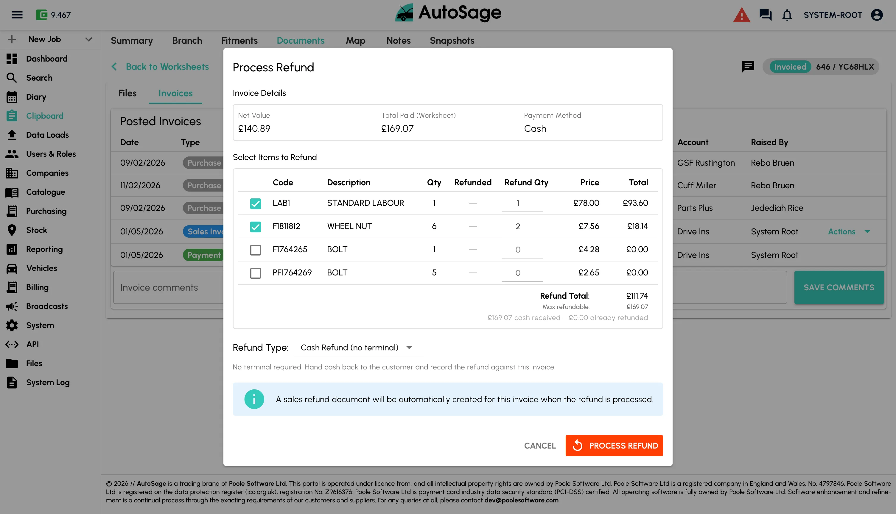 Workshop invoicing software for managing customer invoices and payments